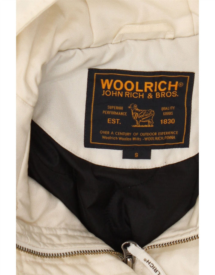 Woolrich Chaqueta bomber con capucha para mujer UK 10 Small Off White Nylon