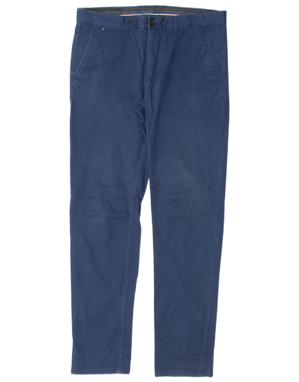 Zara Mens Slim Chino Pantalones EU 42 Large W32 L32 Azul Marino