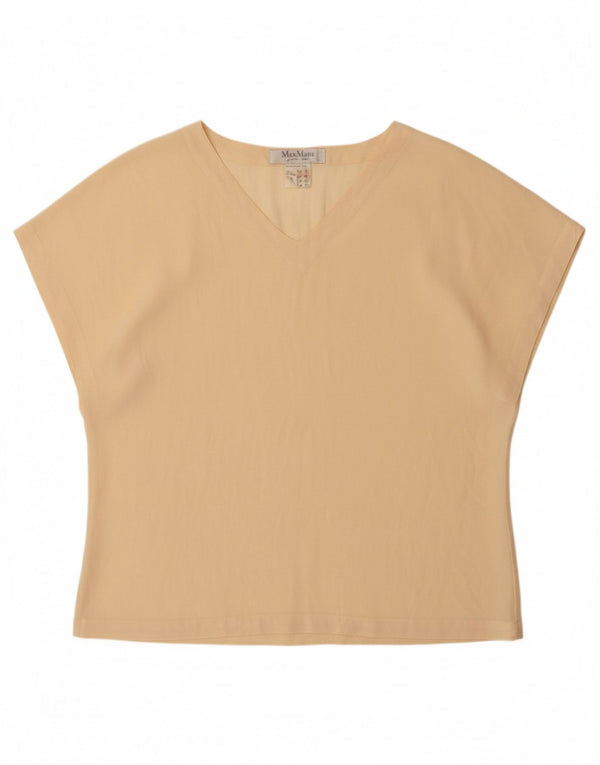 MAX MARA Camiseta para mujer Top UK 44 Large Beige Silk