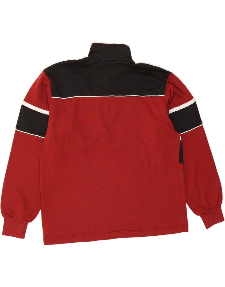 ERREA Mens Zip Neck Sweatshirt Jumper Large Red Colourblock Cotton Vintage Errea and Second-Hand Errea from Messina Hembry 