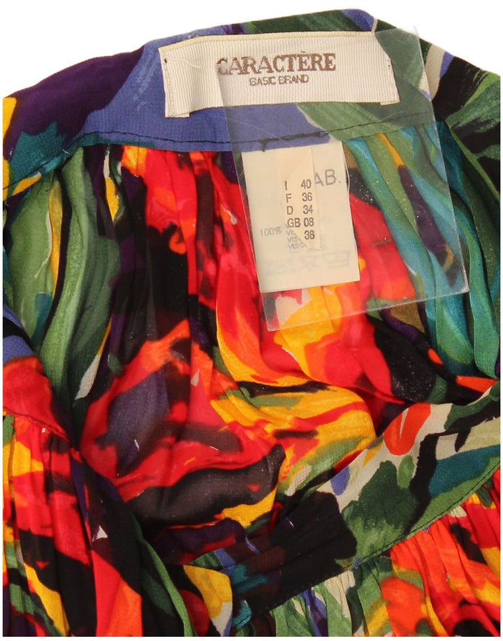 CARACTERE Falda plisada para mujer UK 8 Small W26 Viscosa floral multicolor