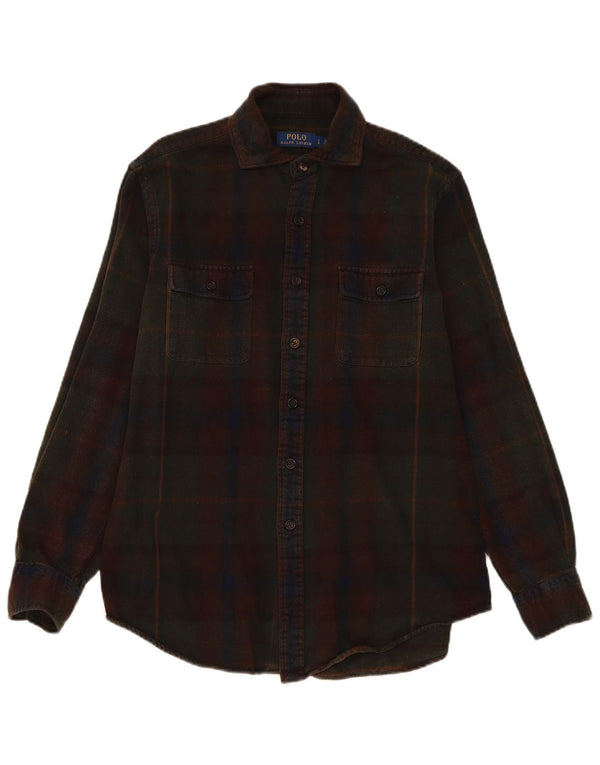 Polo Ralph Lauren Camisa de franela para hombre Algodón a cuadros marrón grande