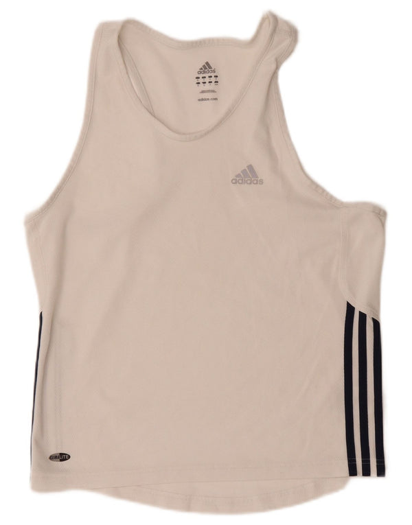 Adidas Hombre Climalite Chaleco Top Medio Blanco Poliéster