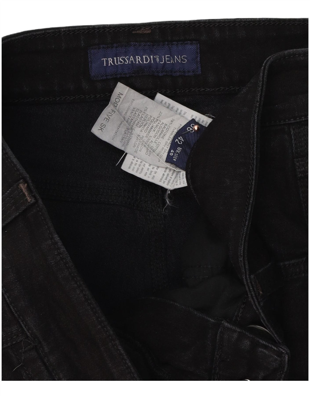 Vaqueros Trussardi Hombre Rectos W40 L30 Negro Algodón