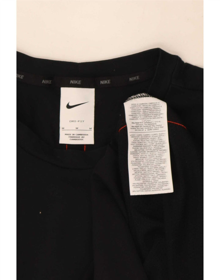 Nike Camiseta gráfica para hombre Top mediano negro de algodón con bloques de color