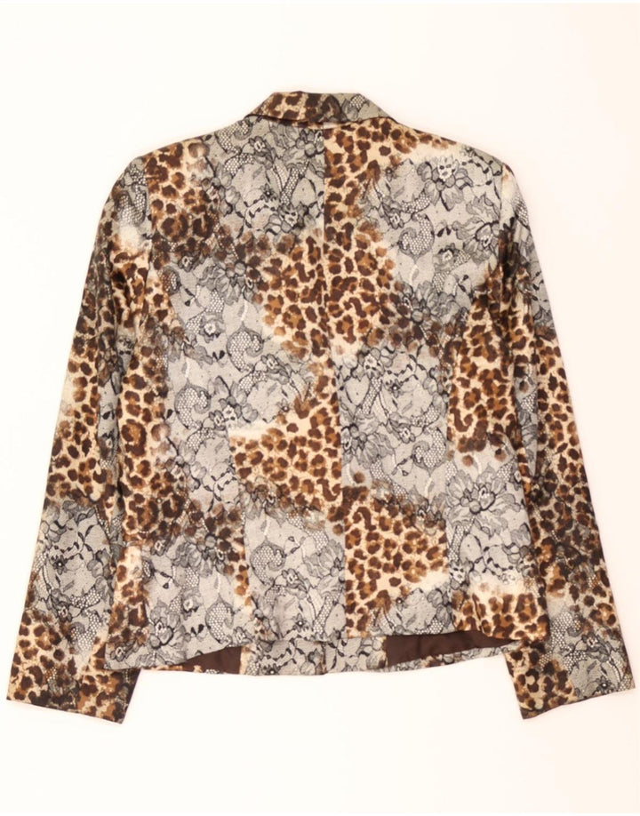 VINTAGE Womens 2 Button Blazer Jacket UK 14 Large Brown Animal Print Vintage Vintage and Second-Hand Vintage from Messina Hembry 