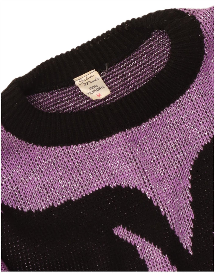 Vintage mujeres patrón abstracto jumper vestido Reino Unido 14 medio púrpura