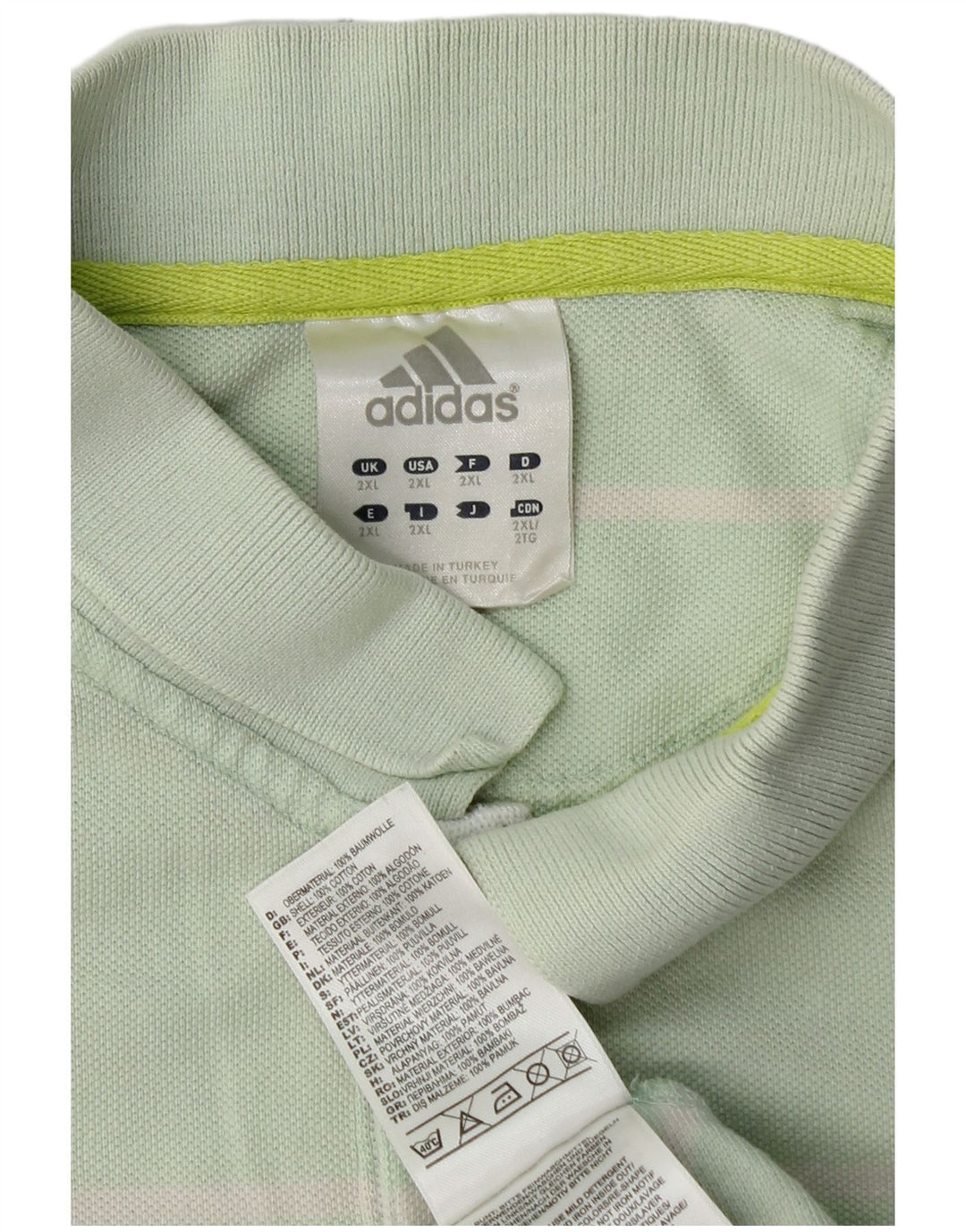Polo ADIDAS para hombre 2XL Algodón a rayas verdes