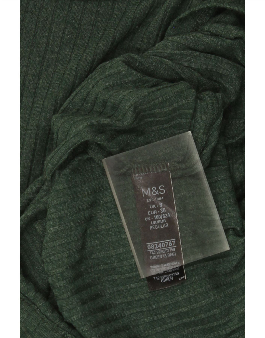 Marks & Spencer Vestido tipo jersey de manga larga para mujer UK 8 Pequeño Poliéster verde