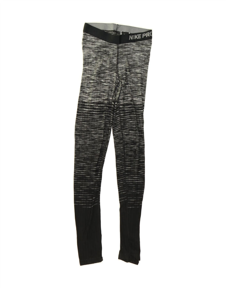 NIKE Womens Leggings UK 10 Small  Black Striped Polyester Vintage Nike and Second-Hand Nike from Messina Hembry 