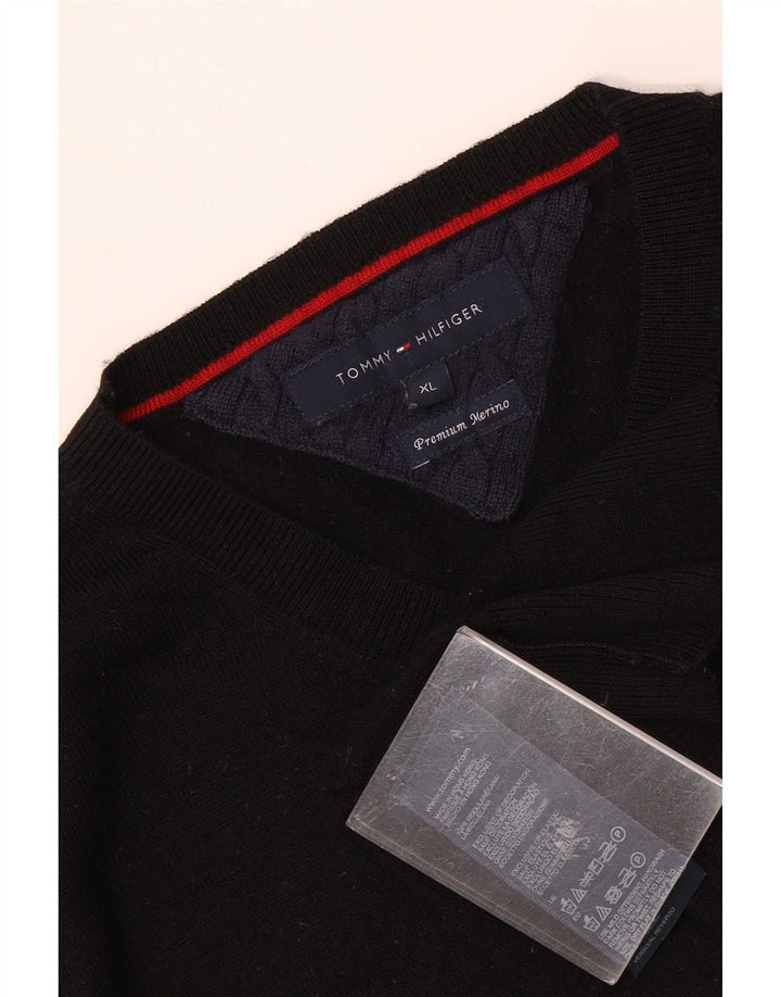 Tommy Hilfiger Jersey con Cuello en V para Hombre XL Lana Negra