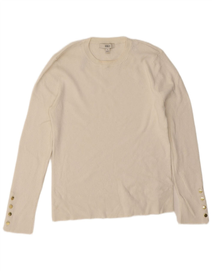 Marks & Spencer Top para mujer de manga larga UK 46 Viscosa blanca grande