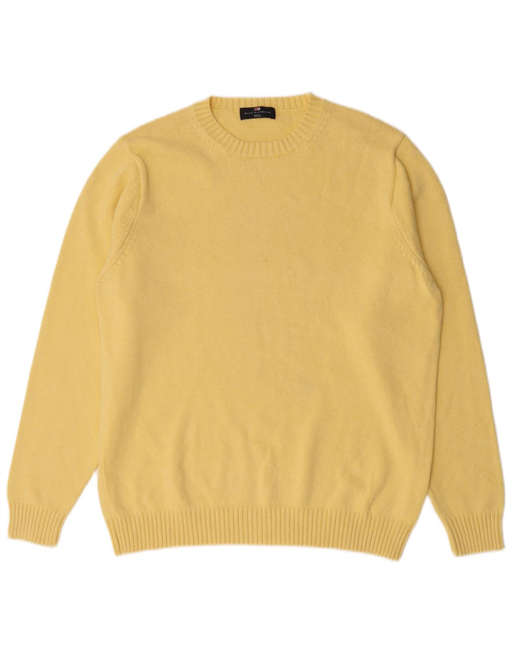 Marks & Spencer Jersey de cuello redondo azul Harbor para hombre Amarillo mediano