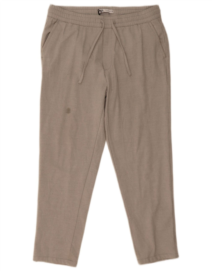 ZARA Hombre Pantalón Chándal XL Gris Poliéster