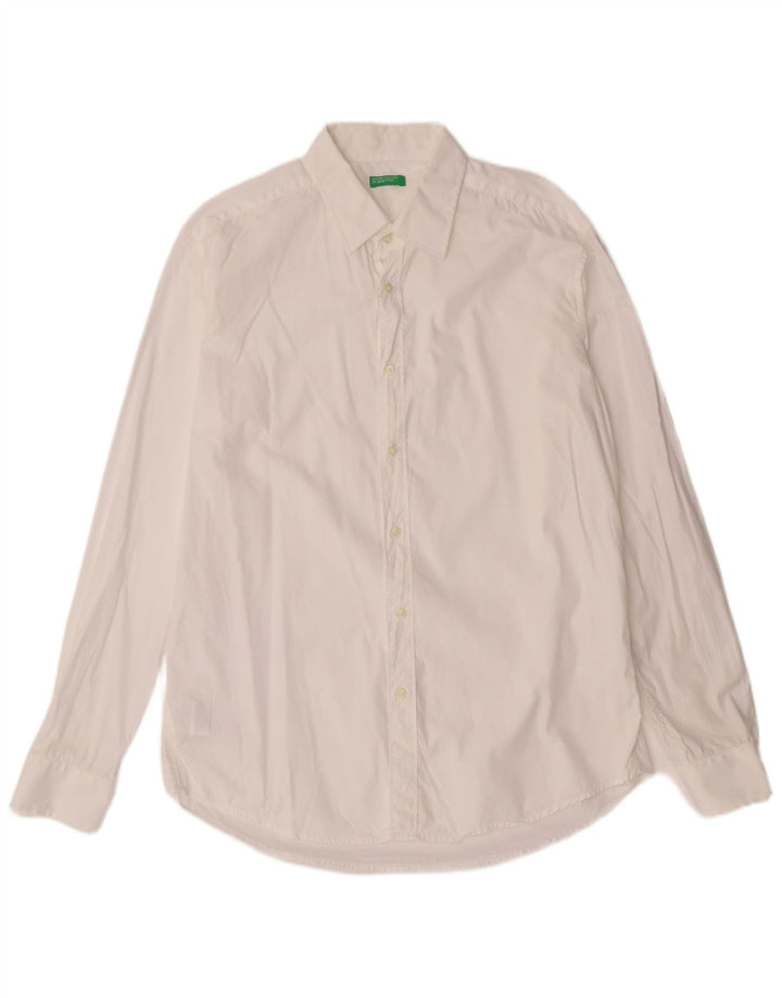 BENETTON Mens Shirt Large White Cotton