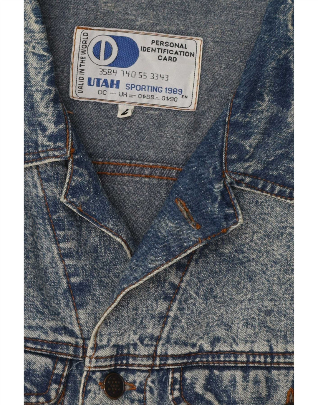 Vintage hombres chaqueta de mezclilla Reino Unido 38 azul medio