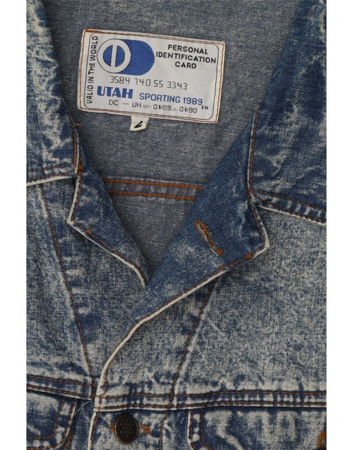 Vintage hombres chaqueta de mezclilla Reino Unido 38 azul medio
