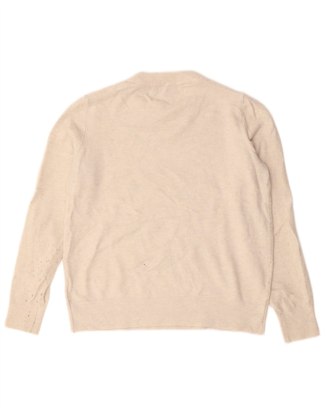 Marks & Spencer Suéter de cuello redondo para mujer UK 10 Small Beige Poliéster