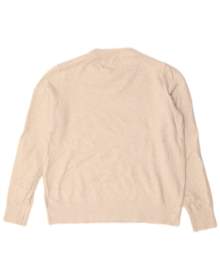 Marks & Spencer Suéter de cuello redondo para mujer UK 10 Small Beige Poliéster