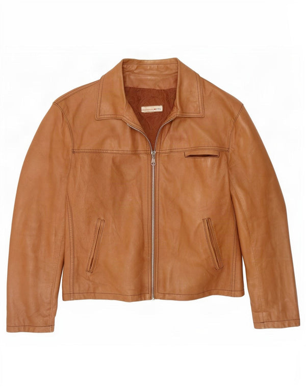 Chaqueta de cuero vintage para mujer Reino Unido 18 XL Beige
