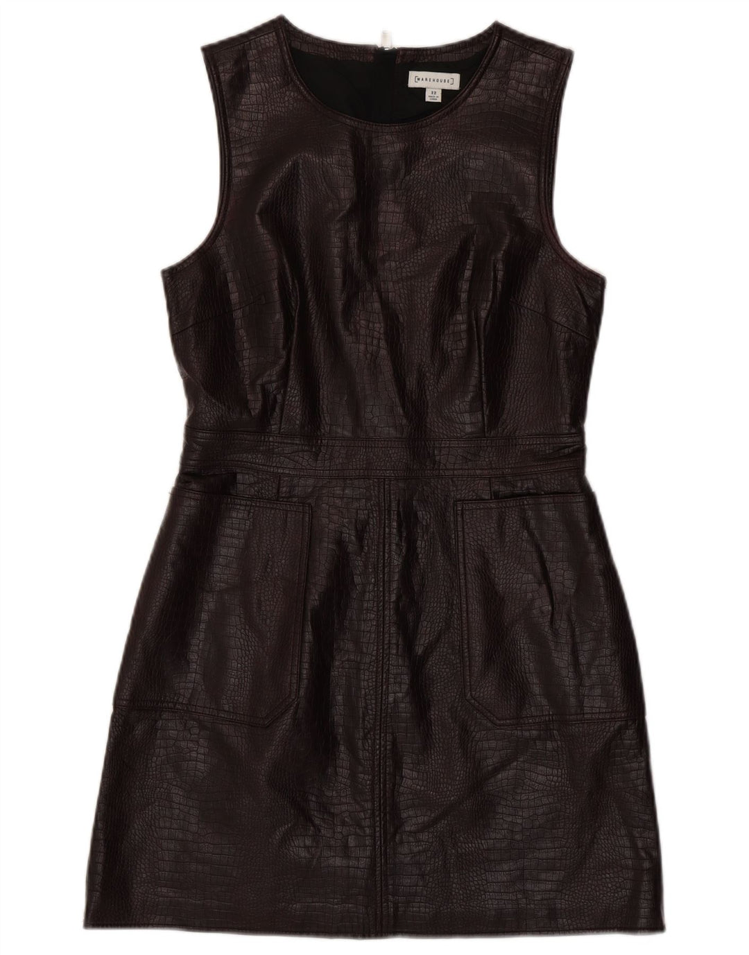 WAREHOUSE Vestido tubo sin mangas para mujer UK 42 Marrón medio Estampado animal