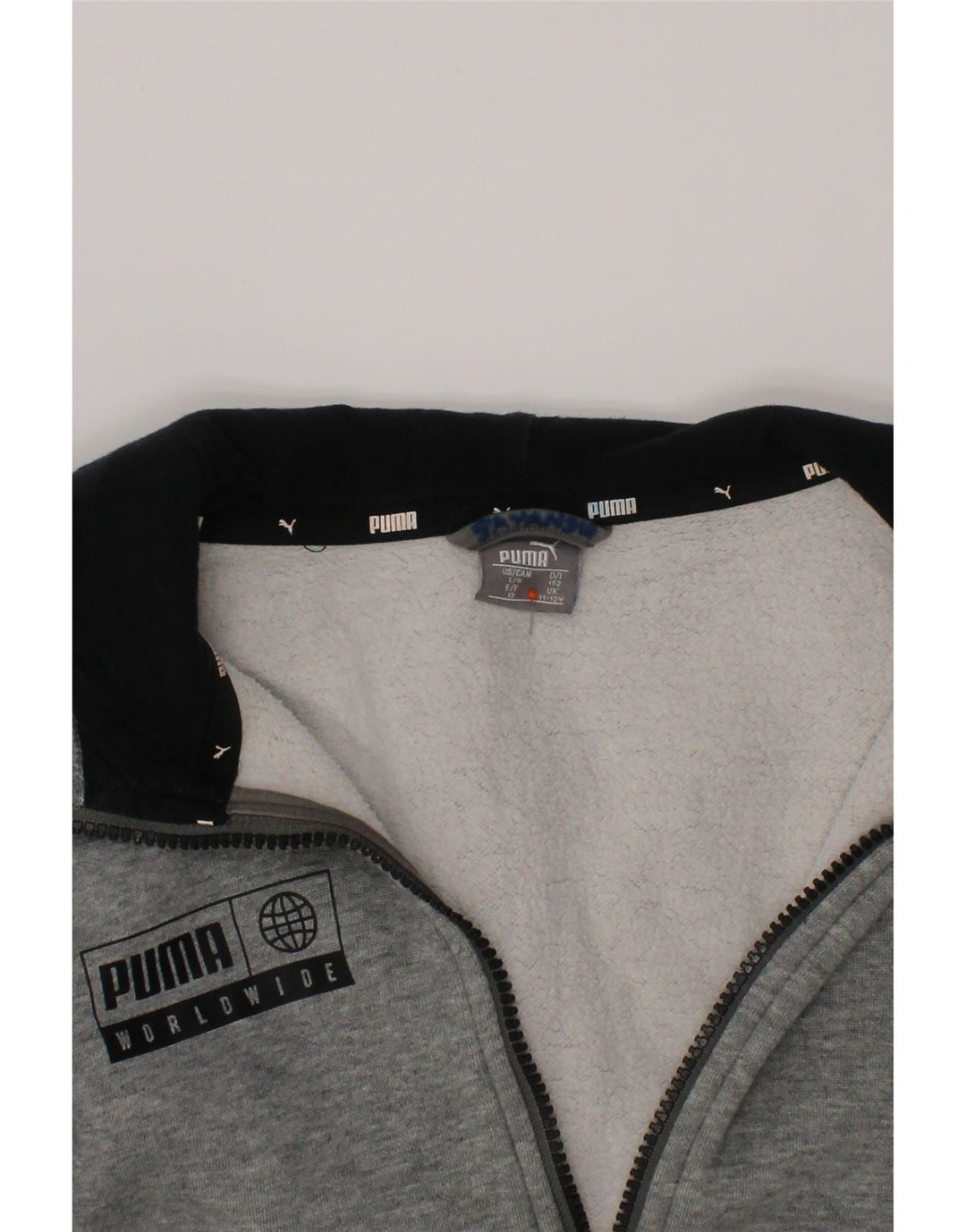 PUMA Sudadera con capucha y cremallera gráfica para niñas 11-12 años Algodón gris