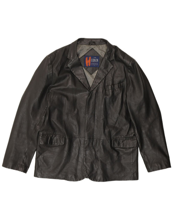 HUDSON Chaqueta de cuero para hombre UK 44 2XL Cuero negro
