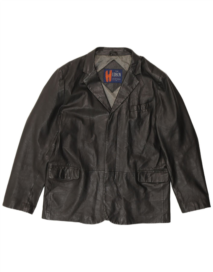HUDSON Chaqueta de cuero para hombre UK 44 2XL Cuero negro
