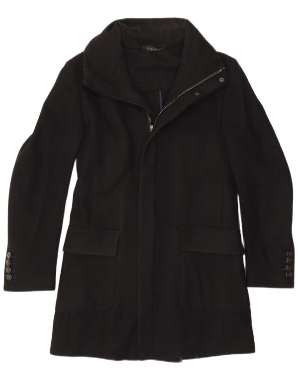 Zara Hombre Abrigo UK 36 Small Lana Negra
