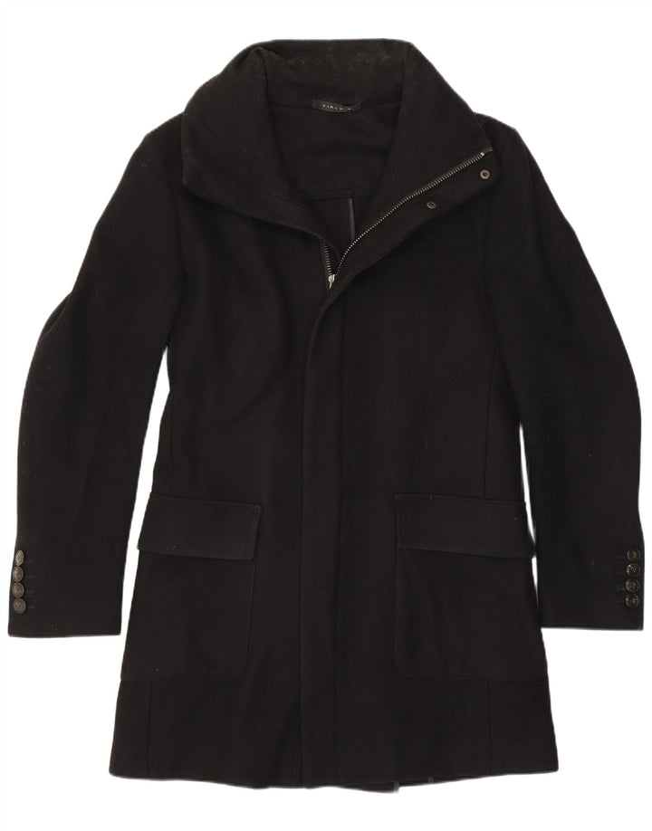 Zara Hombre Abrigo UK 36 Small Lana Negra