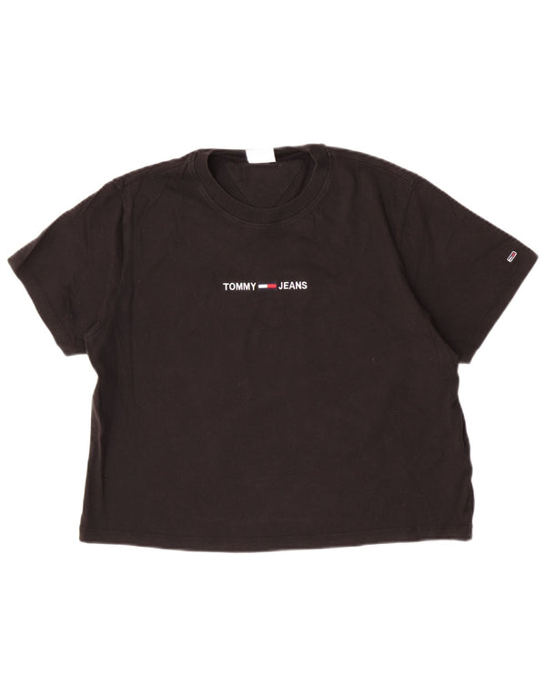 Tommy Hilfiger Camiseta corta para mujer UK 46 Grande Algodón negro