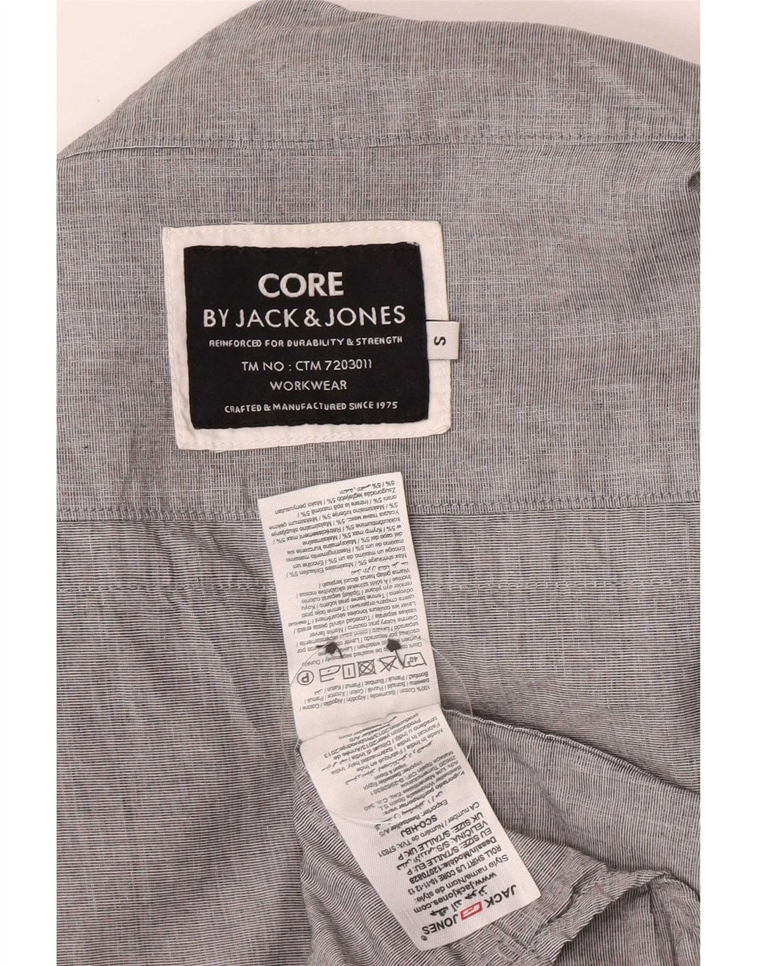 Jack & Jones Camisa con cuello vuelto para hombre, talla pequeña, algodón gris