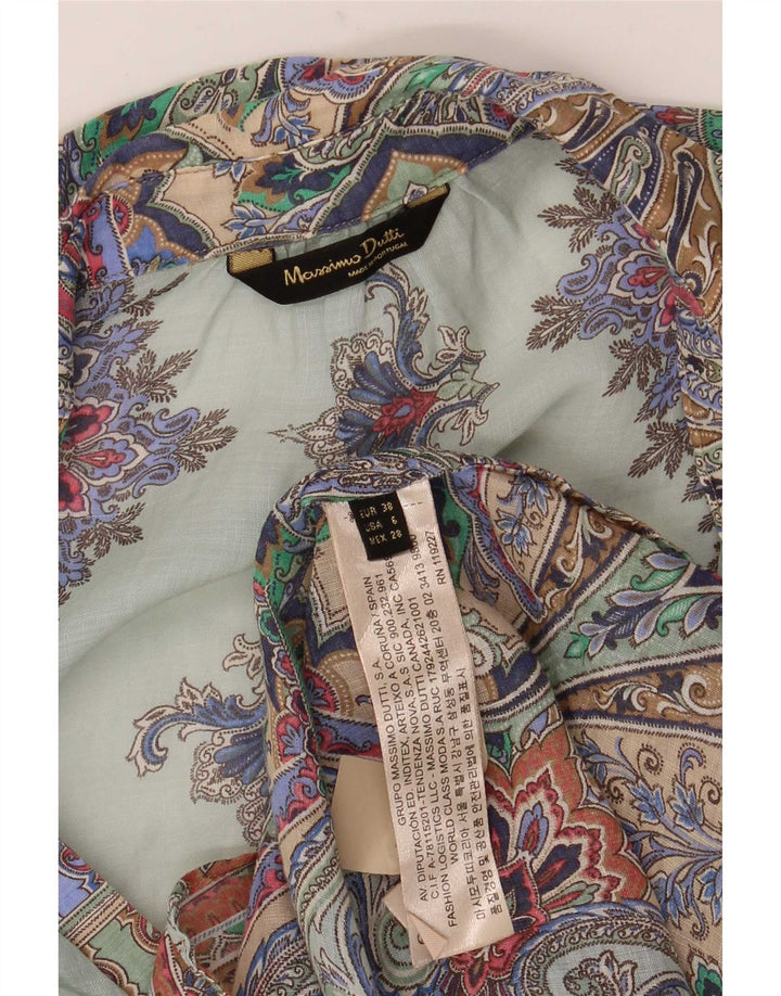 Massimo Dutti Blusa Manga Larga Mujer Top EU 38 Medium Turquesa Paisley