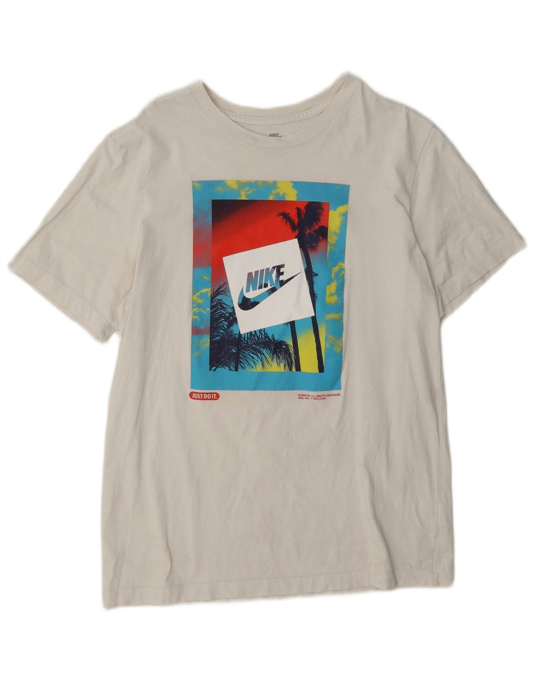 Nike Camiseta gráfica para hombre Top mediano de algodón blanco