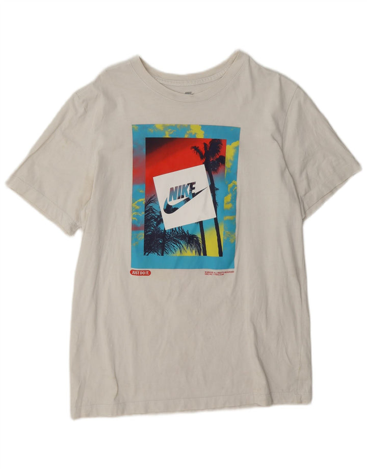 Nike Camiseta gráfica para hombre Top mediano de algodón blanco