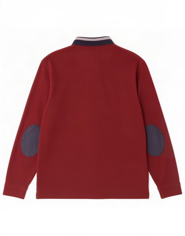 Zara Polo De Rugby De Manga Larga Para Hombre Grande Borgoña