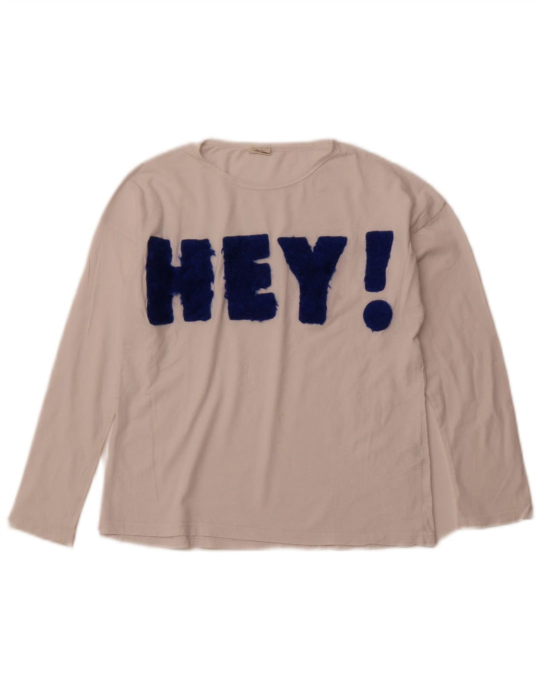 ZARA Top Niña Gráfico Manga Larga 9-10 Años Blanco Algodón