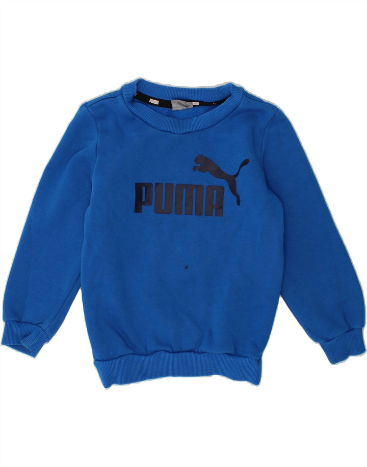 PUMA Boys Graphic Sweatshirt Jumper 3-4 Years Blue Cotton Vintage Puma and Second-Hand Puma from Messina Hembry 