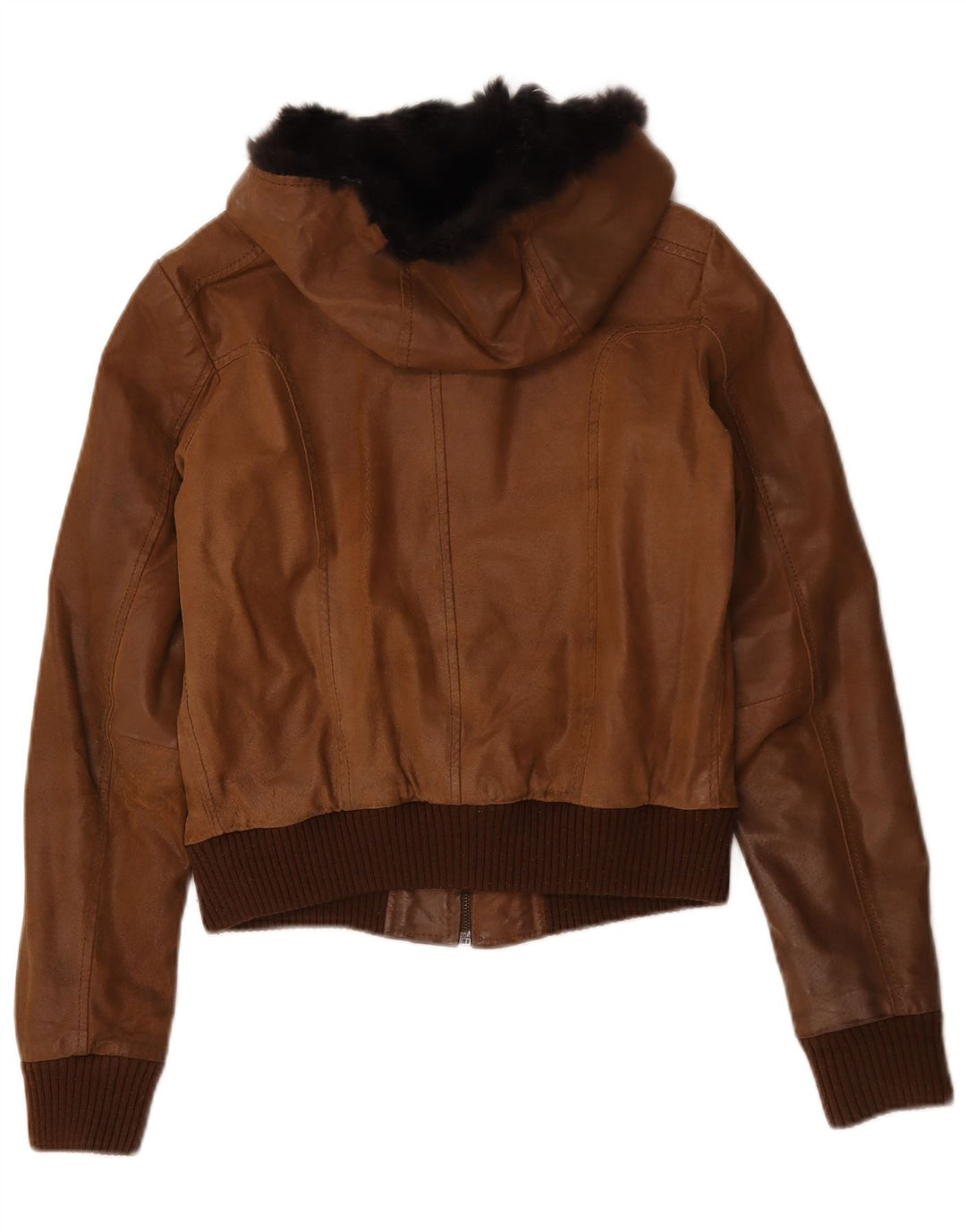 Chaqueta De Cuero Con Capucha Mujer Conbipel IT 42 Cuero Marrón Medio