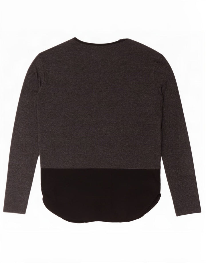 Zara Mujer Top Manga Larga UK 46 Grande Gris Colorblock Poliéster