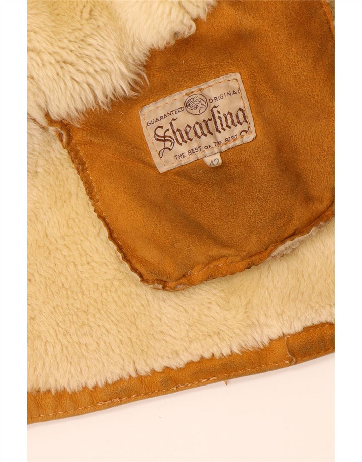 Vintage mujer chaqueta de shearling de gran tamaño IT 42 Medium Brown Shearling