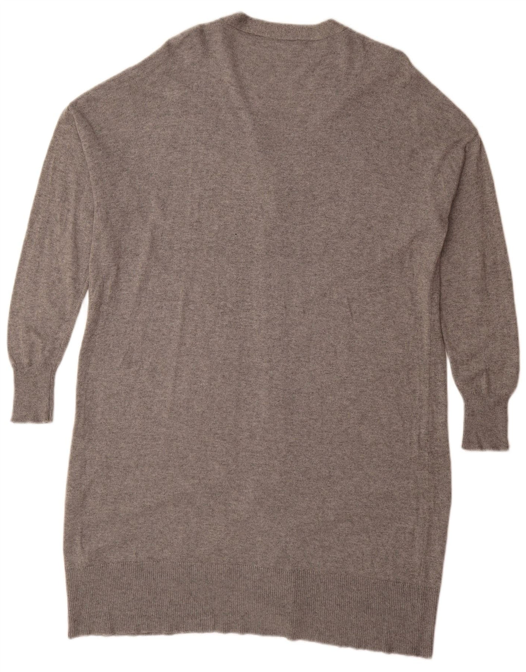 Zara Mujer Jersey Cárdigan Largo Extragrande UK 44 Gris Medio Moteado
