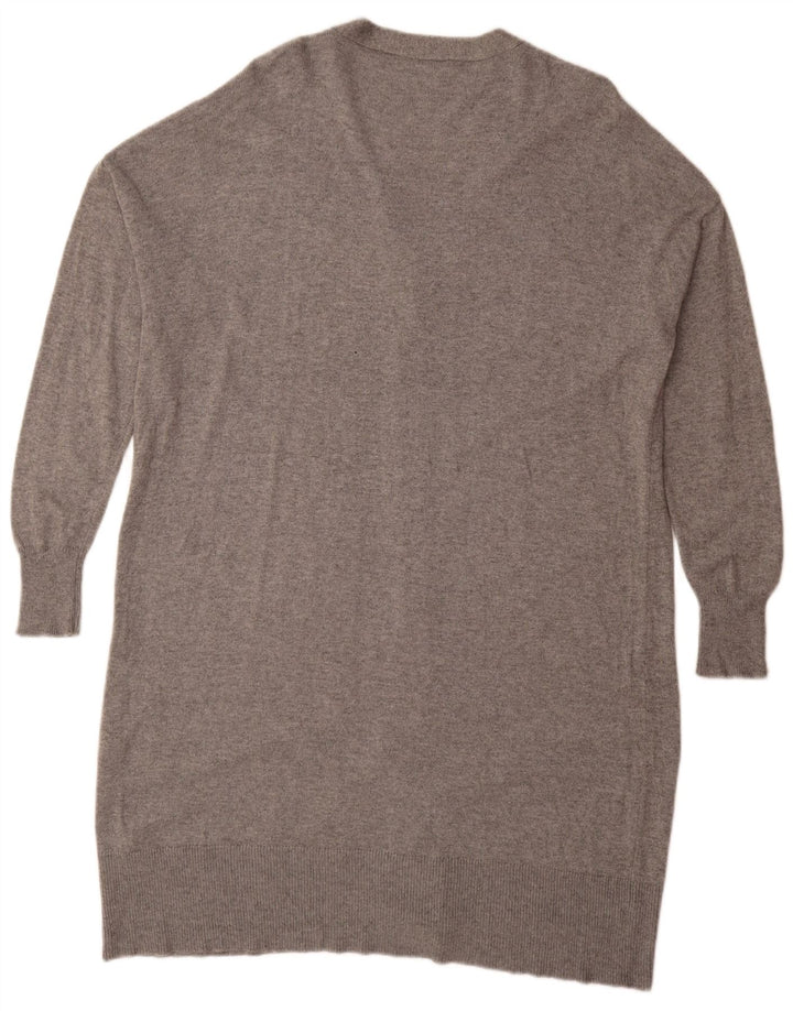 Zara Mujer Jersey Cárdigan Largo Extragrande UK 44 Gris Medio Moteado