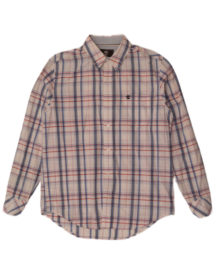 Timberland Camisa Regular Fit para Hombre Algodón A Cuadros Blanco Mediano