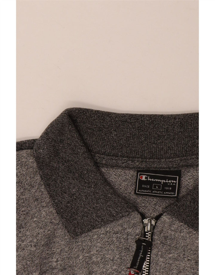 Champion Polo De Manga Larga Para Hombre Gris Grande Colorblock
