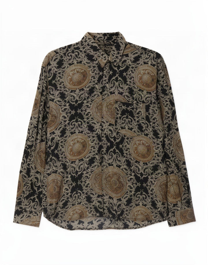 Camisa vintage para hombre grande negro Paisley