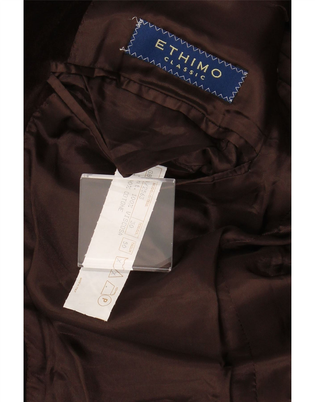 ETHIMO Chaqueta tipo blazer de terciopelo con 3 botones para hombre IT 50 Large Brown Cotton