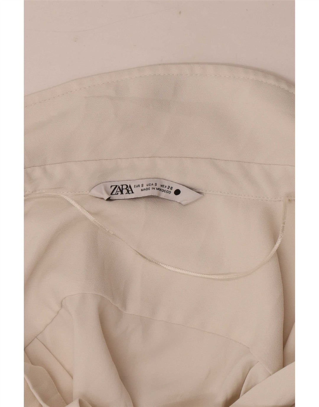Zara Mujer Crop Blusa De Manga Larga Top UK 10 Small Off White