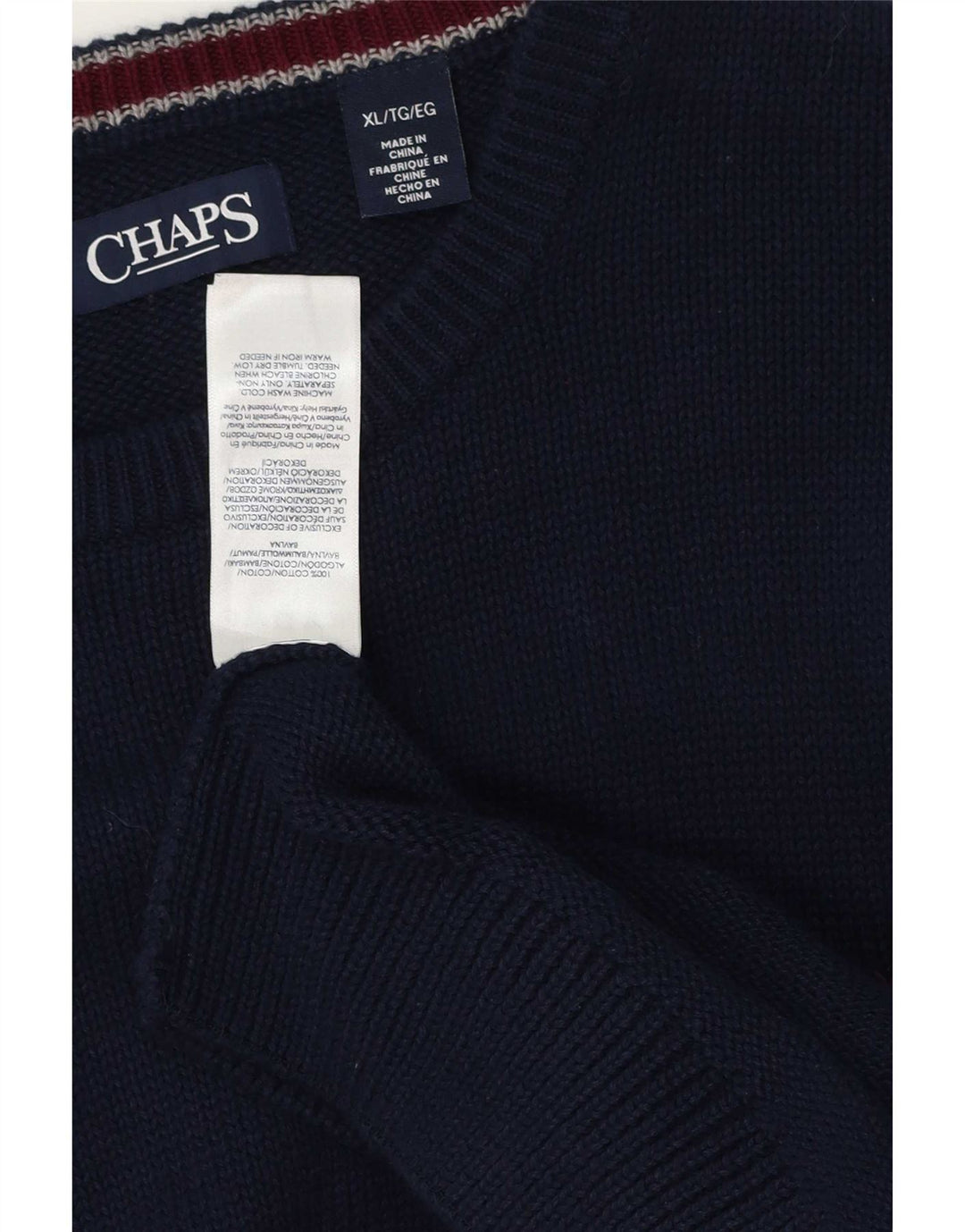 Chaps Hombre Cuello Redondo Jersey Jersey XL Azul Marino Algodón