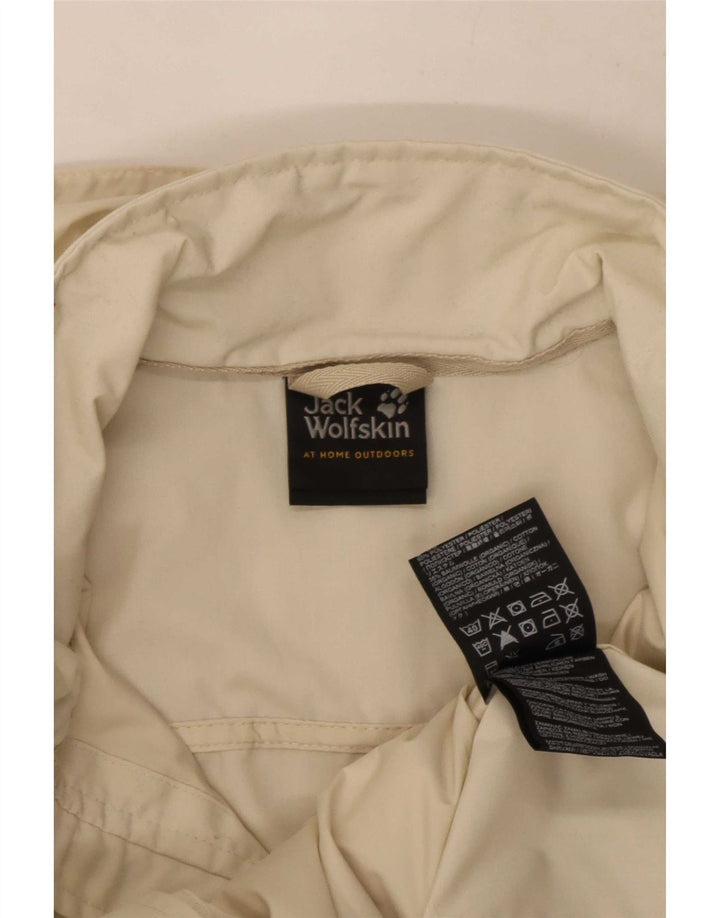 Jack Wolfskin Chaqueta impermeable con capucha para mujer UK 6 XS Off White Poliéster